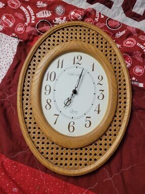 VTG Bohemian Style, New Haven Faux Wicker/Rattan Oval Wall Clock